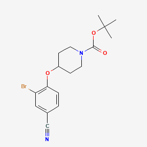 molecular formula C17H21BrN2O3 B8194208 tert-Butyl 4-(2-bromo-4-cyanophenoxy)piperidine-1-carboxylate 
