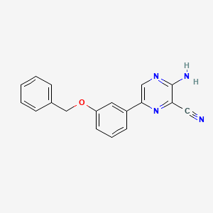molecular formula C18H14N4O B8194253 3-Amino-6-(3-(benzyloxy)phenyl)pyrazine-2-carbonitrile 