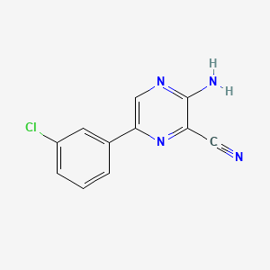 molecular formula C11H7ClN4 B8194255 3-Amino-6-(3-chlorophenyl)pyrazine-2-carbonitrile 