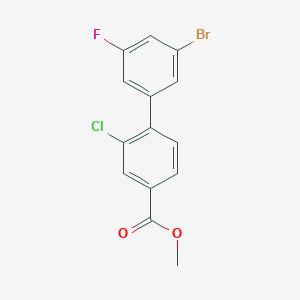 molecular formula C14H9BrClFO2 B8194436 Methyl 3'-bromo-2-chloro-5'-fluoro-[1,1'-biphenyl]-4-carboxylate 