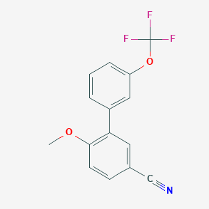 molecular formula C15H10F3NO2 B8194514 6-Methoxy-3'-(trifluoromethoxy)-[1,1'-biphenyl]-3-carbonitrile 