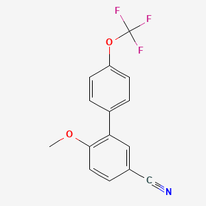 molecular formula C15H10F3NO2 B8194521 6-Methoxy-4'-(trifluoromethoxy)-[1,1'-biphenyl]-3-carbonitrile 