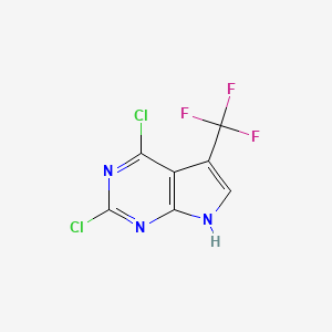 molecular formula C7H2Cl2F3N3 B8194601 2,4-dichloro-5-(trifluoromethyl)-7H-pyrrolo[2,3-d]pyrimidine 