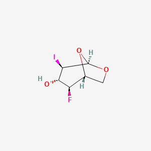 molecular formula C6H8FIO3 B8194633 (1R,2S,3S,4R,5R)-2-fluoro-4-iodo-6,8-dioxabicyclo[3.2.1]octan-3-ol 