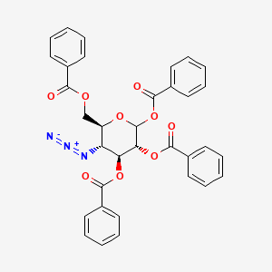 molecular formula C34H27N3O9 B8194667 [(2S,3R,4S,5R)-3-azido-4,5,6-tribenzoyloxyoxan-2-yl]methyl benzoate 