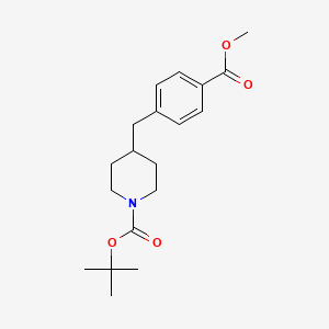 molecular formula C19H27NO4 B8194829 1-Piperidinecarboxylic acid, 4-[[4-(methoxycarbonyl)phenyl]methyl]-, 1,1-dimethylethyl ester 