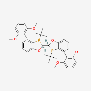 molecular formula C38H44O6P2 B8194901 (2S,2'S,3S,3'S)-3,3'-Di-tert-butyl-4,4'-bis(2,6-dimethoxyphenyl)-2,2',3,3'-tetrahydro-2,2'-bibenzo[d][1,3]oxaphosphole, 97% (>99% ee) (2S,2'S,3S,3'S)-Bis-BIDIME 