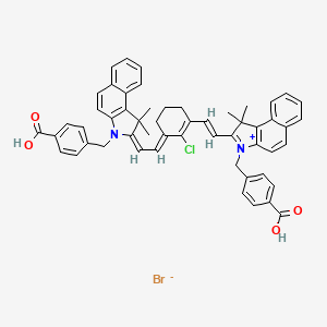 4-[[(2E)-2-[(2E)-2-[3-[(E)-2-[3-[(4-carboxyphenyl)methyl]-1,1-dimethylbenzo[e]indol-3-ium-2-yl]ethenyl]-2-chlorocyclohex-2-en-1-ylidene]ethylidene]-1,1-dimethylbenzo[e]indol-3-yl]methyl]benzoic acid;bromide