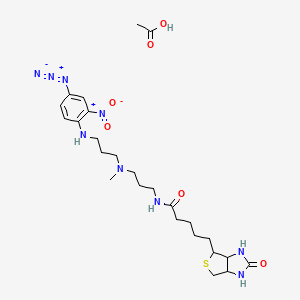 molecular formula C25H39N9O6S B8194955 acetic acid;N-[3-[3-(4-azido-2-nitroanilino)propyl-methylamino]propyl]-5-(2-oxo-1,3,3a,4,6,6a-hexahydrothieno[3,4-d]imidazol-4-yl)pentanamide 