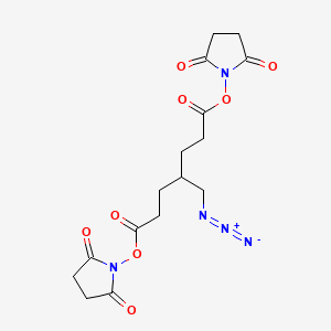 molecular formula C16H19N5O8 B8195009 双(2,5-二氧代吡咯烷-1-基)4-(叠氮甲基)庚二酸二酯 