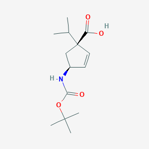 molecular formula C14H23NO4 B8195087 (1S,4S)-4-((tert-butoxycarbonyl)amino)-1-isopropylcyclopent-2-enecarboxylic acid 