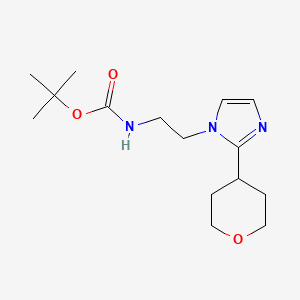 molecular formula C15H25N3O3 B8195090 tert-butyl (2-(2-(tetrahydro-2H-pyran-4-yl)-1H-imidazol-1-yl)ethyl)carbamate 