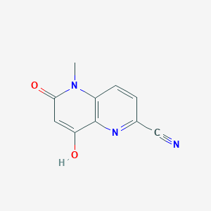 molecular formula C10H7N3O2 B8195248 8-Hydroxy-5-methyl-6-oxo-5,6-dihydro-1,5-naphthyridine-2-carbonitrile 