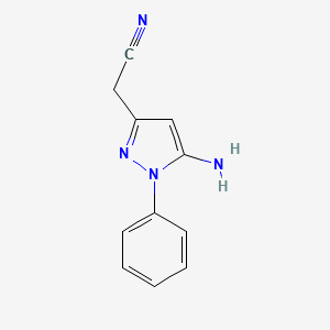 molecular formula C11H10N4 B8195260 2-(5-amino-1-phenyl-1H-pyrazol-3-yl)acetonitrile 