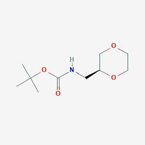 molecular formula C10H19NO4 B8195277 Tert-butyl (S)-((1,4-dioxan-2-YL)methyl)carbamate 