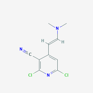 molecular formula C10H9Cl2N3 B8195278 2,6-Dichloro-4-(2-(dimethylamino)vinyl)nicotinonitrile 