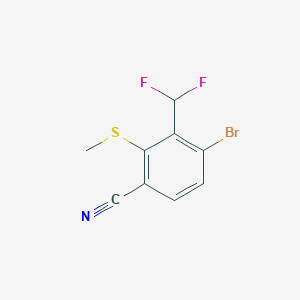 molecular formula C9H6BrF2NS B8195331 4-Bromo-3-(difluoromethyl)-2-(methylthio)benzonitrile 