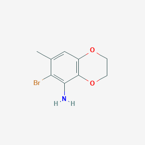 molecular formula C9H10BrNO2 B8195378 6-Bromo-7-methyl-2,3-dihydrobenzo[b][1,4]dioxin-5-amine 