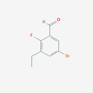 molecular formula C9H8BrFO B8195406 5-Bromo-3-ethyl-2-fluorobenzaldehyde 