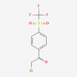 molecular formula C9H6BrF3O3S B8195492 2-Bromo-1-[4-(trifluoromethylsulfonyl)phenyl]ethanone 