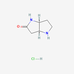 molecular formula C6H11ClN2O B8195565 (3aS,6aS)-2,3,3a,4,6,6a-hexahydro-1H-pyrrolo[3,2-b]pyrrol-5-one;hydrochloride 