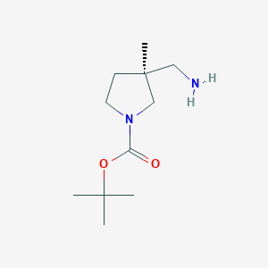 molecular formula C11H22N2O2 B8195576 tert-butyl (3S)-3-(aminomethyl)-3-methylpyrrolidine-1-carboxylate 