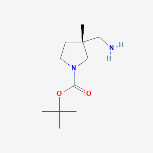 molecular formula C11H22N2O2 B8195583 tert-butyl (3R)-3-(aminomethyl)-3-methylpyrrolidine-1-carboxylate 