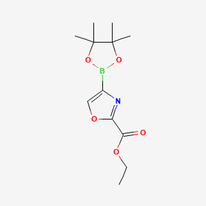 molecular formula C12H18BNO5 B8195625 Ethyl 4-(4,4,5,5-tetramethyl-1,3,2-dioxaborolan-2-yl)-1,3-oxazole-2-carboxylate 