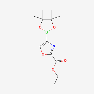 molecular formula C12H18BNO5 B8195625 Ethyl 4-(4,4,5,5-tetramethyl-1,3,2-dioxaborolan-2-yl)oxazole-2-carboxylate 