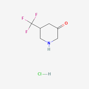 molecular formula C6H9ClF3NO B8195725 5-(Trifluoromethyl)piperidin-3-one;hydrochloride 