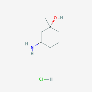 molecular formula C7H16ClNO B8195757 (1R,3S)-3-amino-1-methylcyclohexan-1-ol;hydrochloride 