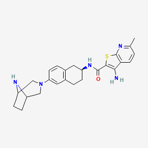 molecular formula C25H29N5OS B8195946 3-amino-N-[(2S)-6-(3,8-diazabicyclo[3.2.1]octan-3-yl)-1,2,3,4-tetrahydronaphthalen-2-yl]-6-methylthieno[2,3-b]pyridine-2-carboxamide 