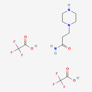 molecular formula C11H17F6N3O5 B8196096 3-Piperazin-1-ylpropanamide;2,2,2-trifluoroacetic acid 