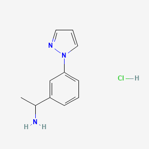 molecular formula C11H14ClN3 B8196126 1-(3-Pyrazol-1-ylphenyl)ethanamine;hydrochloride 