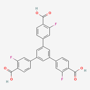 molecular formula C27H15F3O6 B8196144 5'-(4-Carboxy-3-fluorophenyl)-3,3''-difluoro-[1,1':3',1''-terphenyl]-4,4''-dicarboxylic acid 
