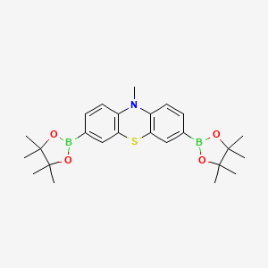 molecular formula C25H33B2NO4S B8196148 10-Methyl-3,7-bis(4,4,5,5-tetramethyl-1,3,2-dioxaborolan-2-yl)-10H-phenothiazine 