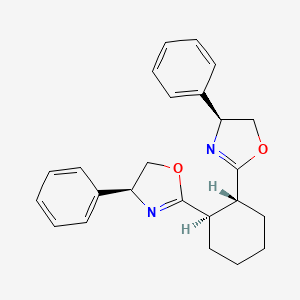 molecular formula C24H26N2O2 B8196242 (1R,2R)-1,2-Bis((S)-4-phenyl-4,5-dihydrooxazol-2-yl)cyclohexane 