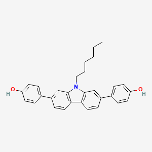 molecular formula C30H29NO2 B8196256 4,4'-(9-Hexyl-9H-carbazole-2,7-diyl)diphenol 
