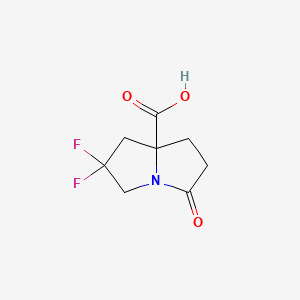 molecular formula C8H9F2NO3 B8196292 2,2-Difluoro-5-oxohexahydro-1H-pyrrolizine-7a-carboxylic acid 