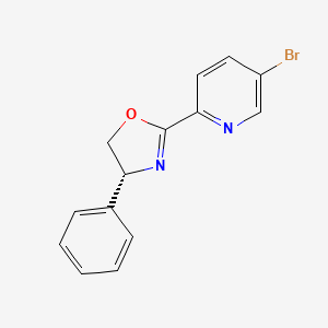 molecular formula C14H11BrN2O B8196308 (R)-2-(5-Bromopyridin-2-yl)-4-phenyl-4,5-dihydrooxazole 
