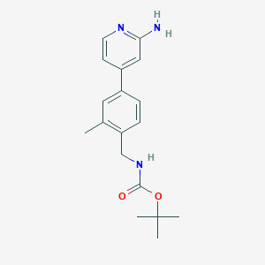 molecular formula C18H23N3O2 B8196365 tert-Butyl (4-(2-aminopyridin-4-yl)-2-methylbenzyl)carbamate 