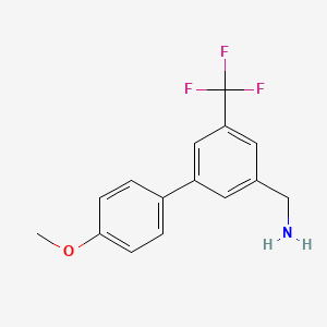 molecular formula C15H14F3NO B8196446 (4'-Methoxy-5-(trifluoromethyl)-[1,1'-biphenyl]-3-yl)methanamine 