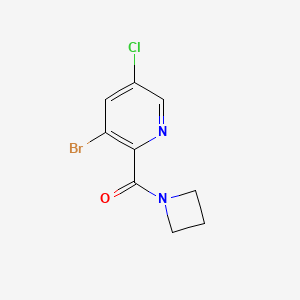 molecular formula C9H8BrClN2O B8196456 2-(Azetidin-1-ylcarbonyl)-3-bromo-5-chloropyridine 