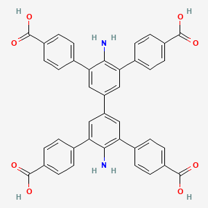 molecular formula C40H28N2O8 B8196531 [1,1':3',1'':3'',1'''-Quaterphenyl]-4,4'''-dicarboxylic acid, 4'',6'-diamino-5',5''-bis(4-carboxyphenyl)- 