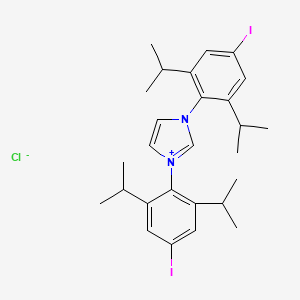 molecular formula C27H35ClI2N2 B8196545 1H-Imidazolium, 1,3-bis[4-iodo-2,6-bis(1-methylethyl)phenyl]-, chloride (1:1) 