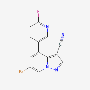 molecular formula C13H6BrFN4 B8196616 6-Bromo-4-(6-fluoropyridin-3-yl)pyrazolo[1,5-a]pyridine-3-carbonitrile 