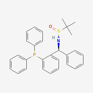 molecular formula C29H30NOPS B8196648 [S(R)]-N-[(S)-[2-(Diphenylphosphino)phenyl]phenylmethyl]-2-methyl-2-propanesulfinamide 