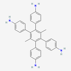 molecular formula C32H30N4 B8196739 4',5'-Bis(4-aminophenyl)-3',6'-dimethyl-[1,1':2',1''-terphenyl]-4,4''-diamine 