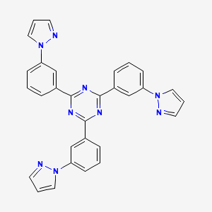 molecular formula C30H21N9 B8196804 2,4,6-Tris(3-(1H-pyrazol-1-yl)phenyl)-1,3,5-triazine 