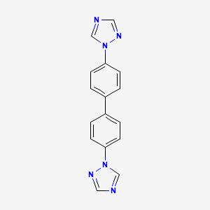 molecular formula C16H12N6 B8196820 4,4'-Di(1H-1,2,4-triazol-1-yl)-1,1'-biphenyl 